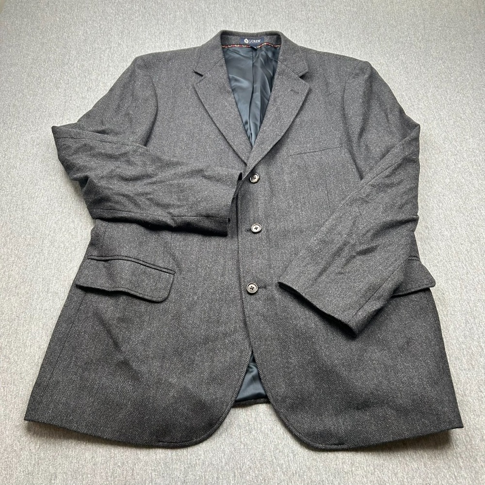 JCrew Legacy Sportcoat Moon Blazer Mens 46R Gray Herringbone 3-Button - Picture 2 of 15